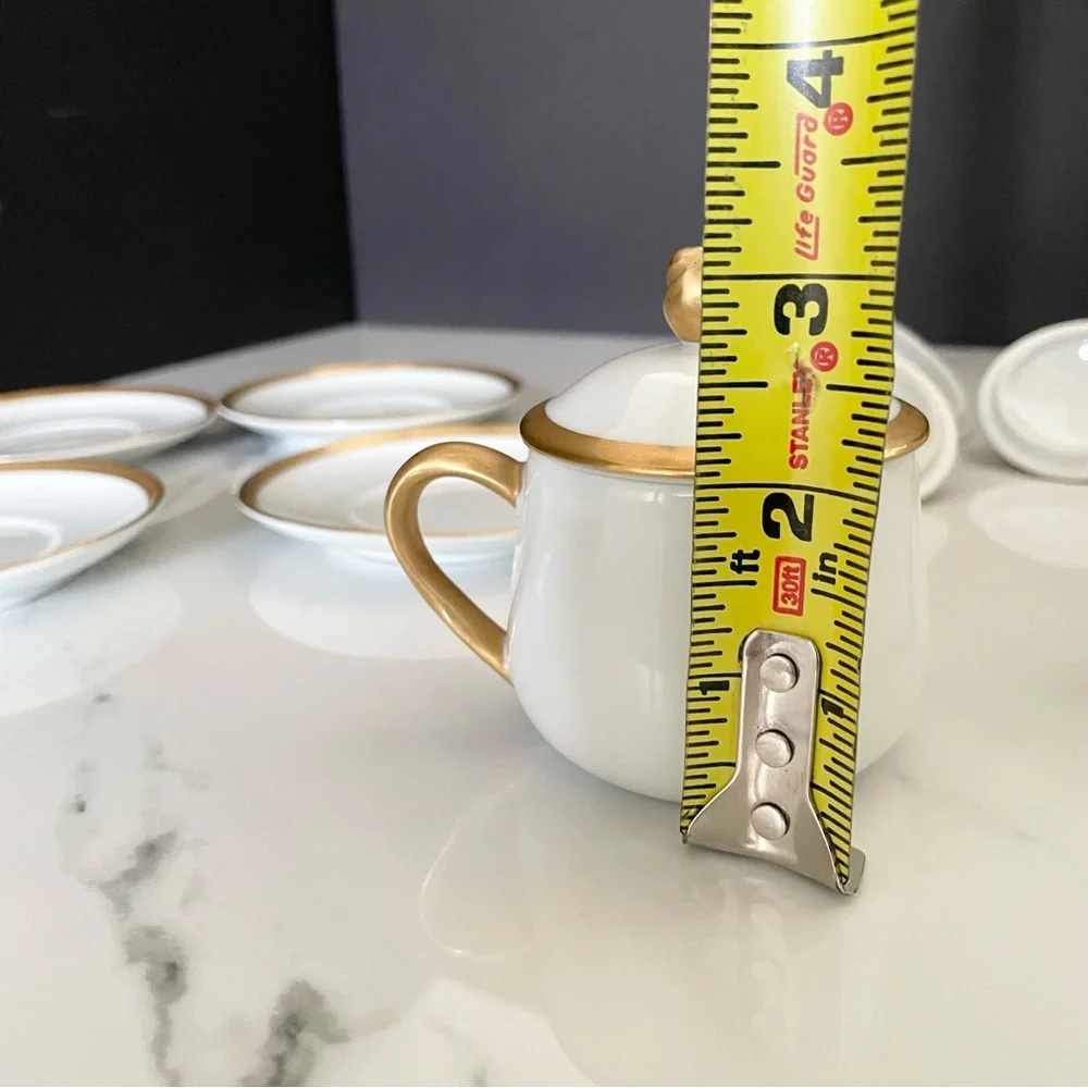SET of 4 Espresso Demitasse Cups / Dessert Pots with Lids by Fitz & Floyd